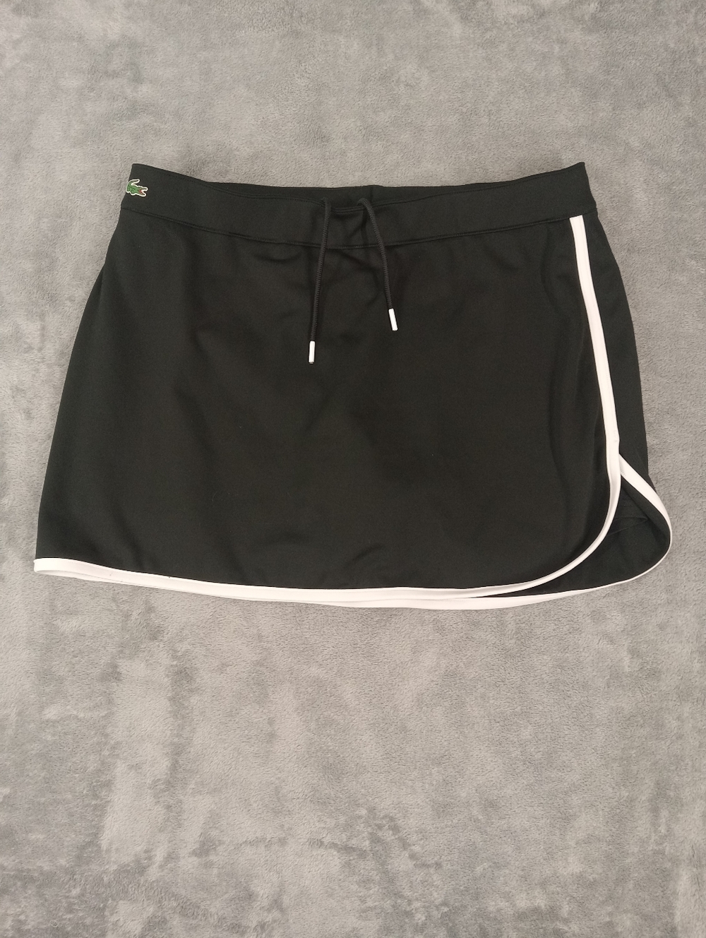 Lacoste Women's Black Athletic Skort with Lined Short White Trim Size Large